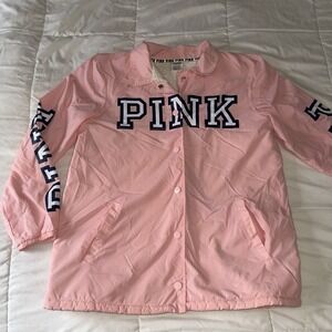 VS PINK Varsity Small Sherpa Lined Wind Breaker Snap Up Collegiate Academia